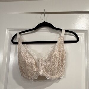Bravissimo Bra 32K Ivory White Lace Underwire Full Cup Balconette Lingerie